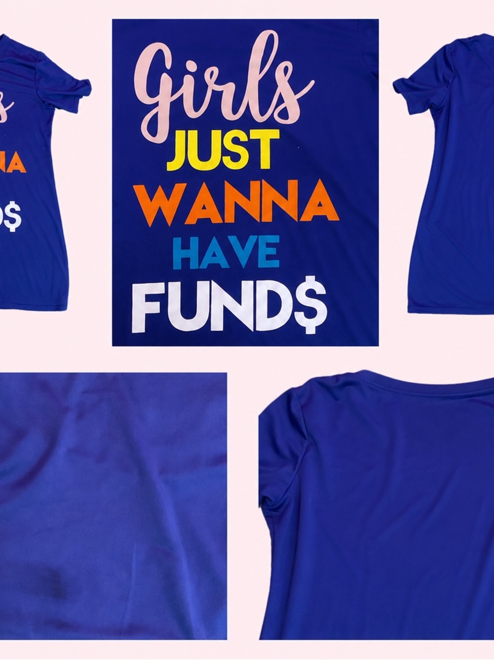 Girls Just Wanna Have Funds Graphic Tee Shirt Dress - Fits up to XL